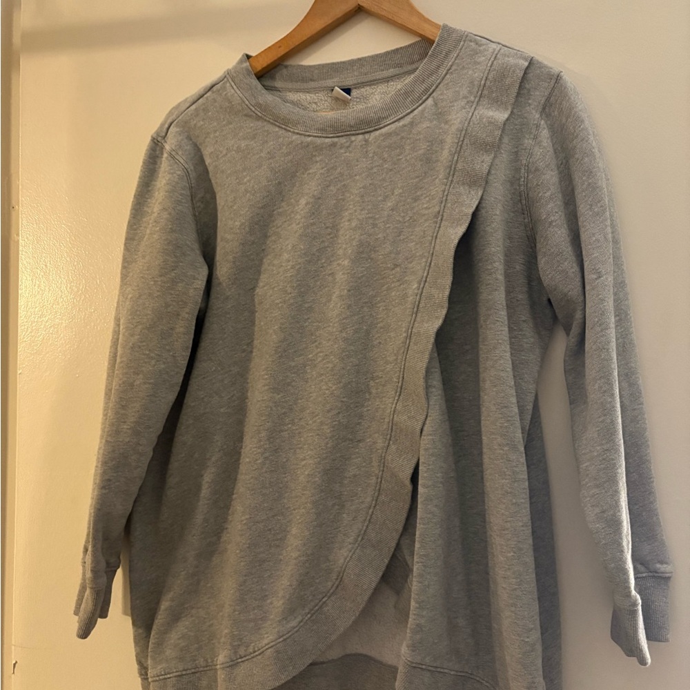 Maternity Gray Asymmetrical Sweatshirt